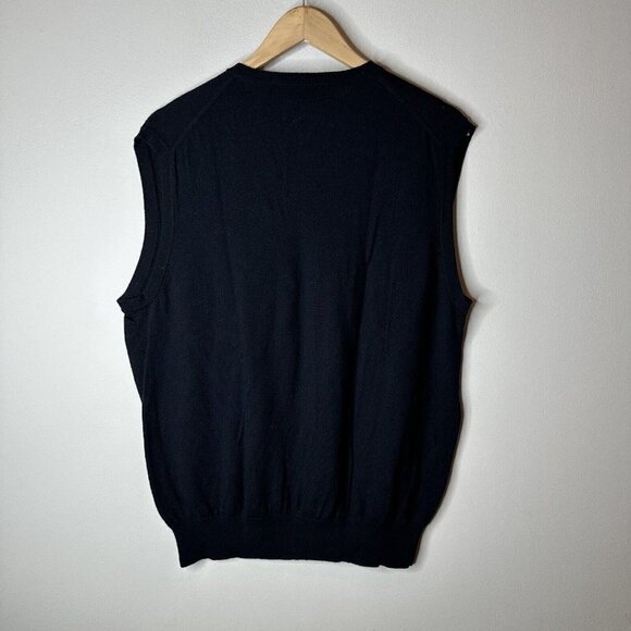 Eildon Hills 90’s Mens Sweater Sleeveless Vest V-Neck Black Merino‎ Wool Size L - Picture 4 of 6